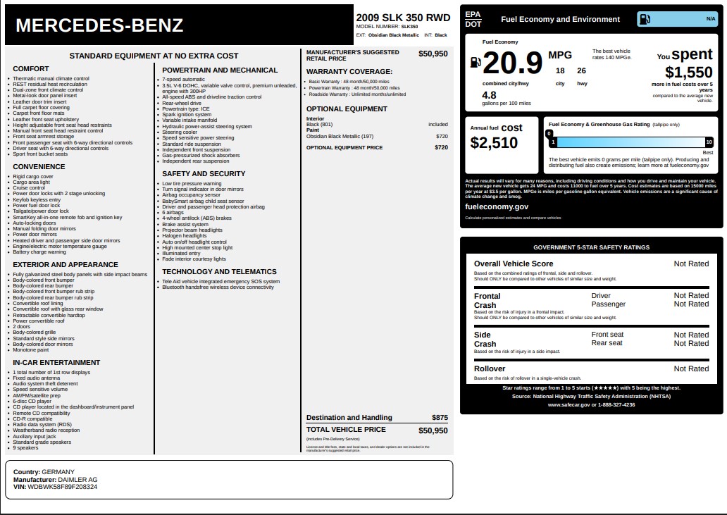 2009 Mercedes-Benz SLK-Class SLK350